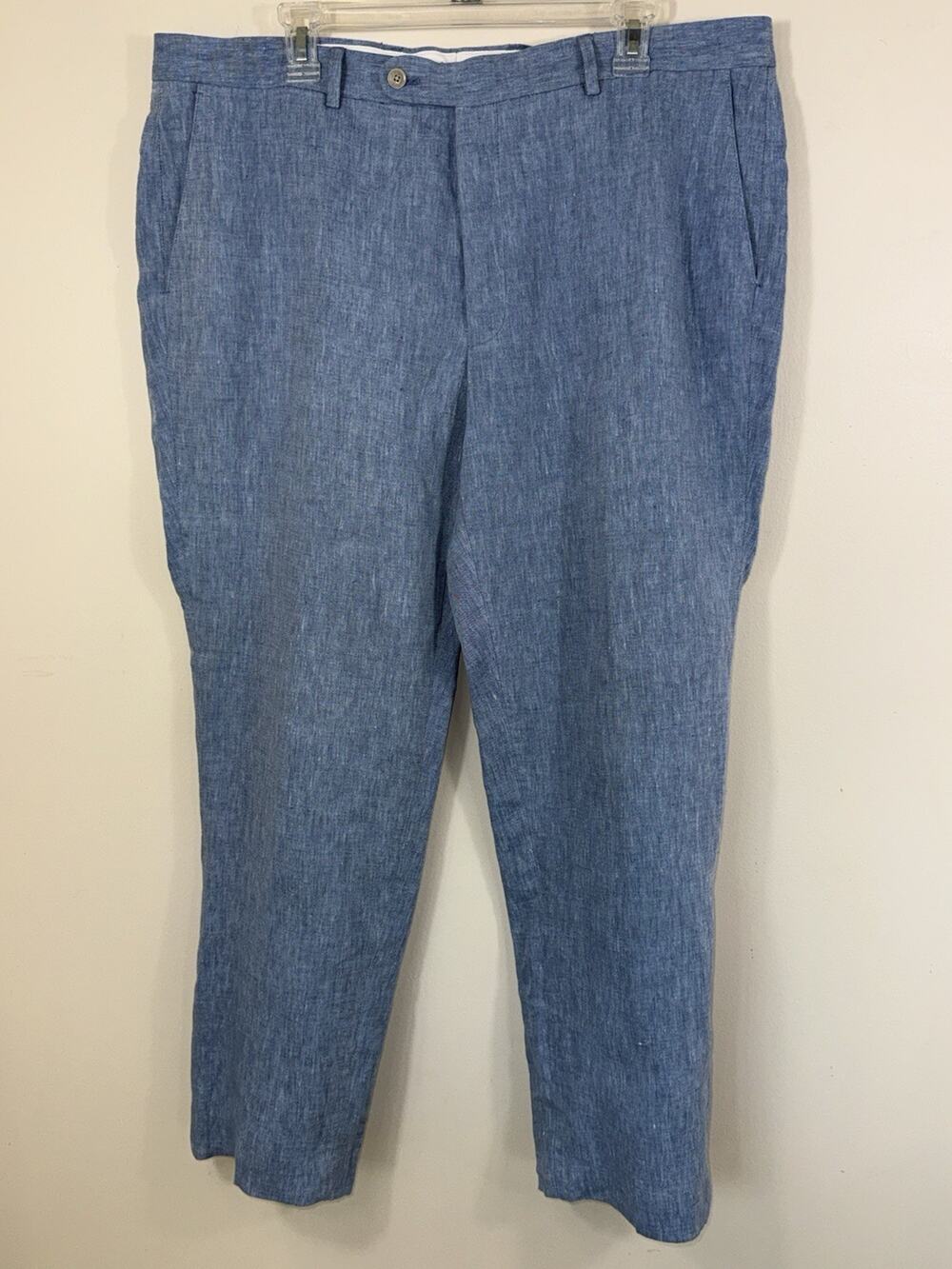 Joseph Abboud Linen Pants Mens Size 40x30 Blue Flat Front Coastal Grandpa